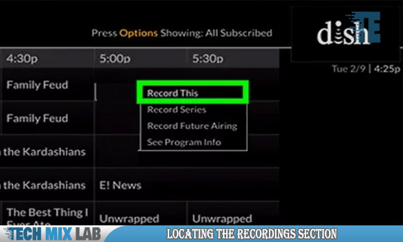 Locating The Recordings Section